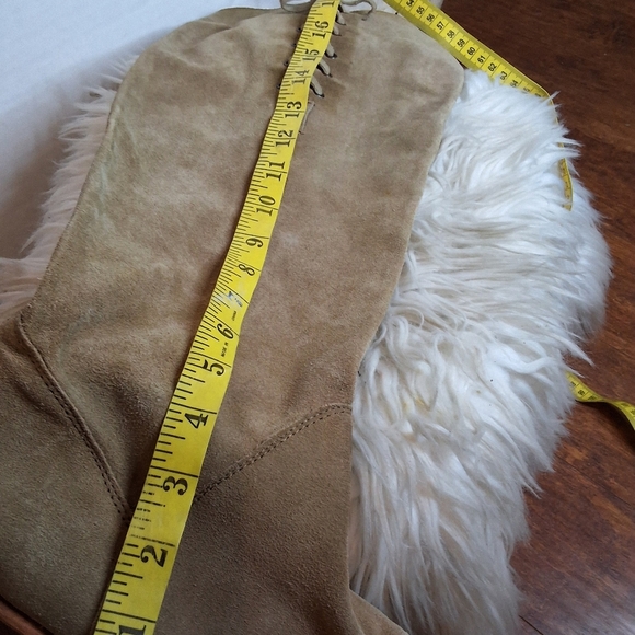 B/ X By Bronx Camel Suede Tie Up Knee High Boots 40 - Picture 7 of 16